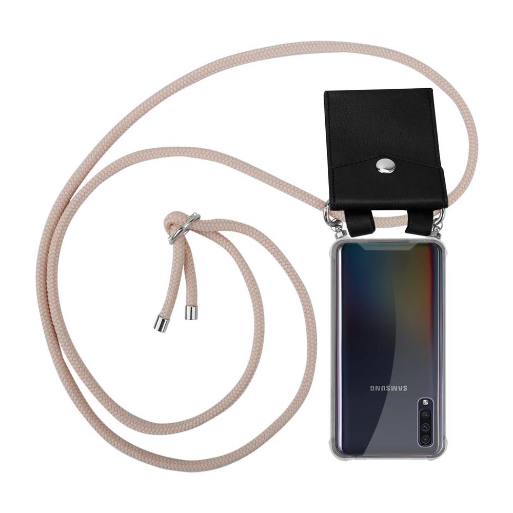 Catena Di Telefoni Cellulari Compatibile Con Samsung Galaxy A50 In Or Rosato A Perla - Coperchio Protettivo In Silicone Con Anelli D'argento, Cinturino In Corda E Custodia Staccabile - Foto 1