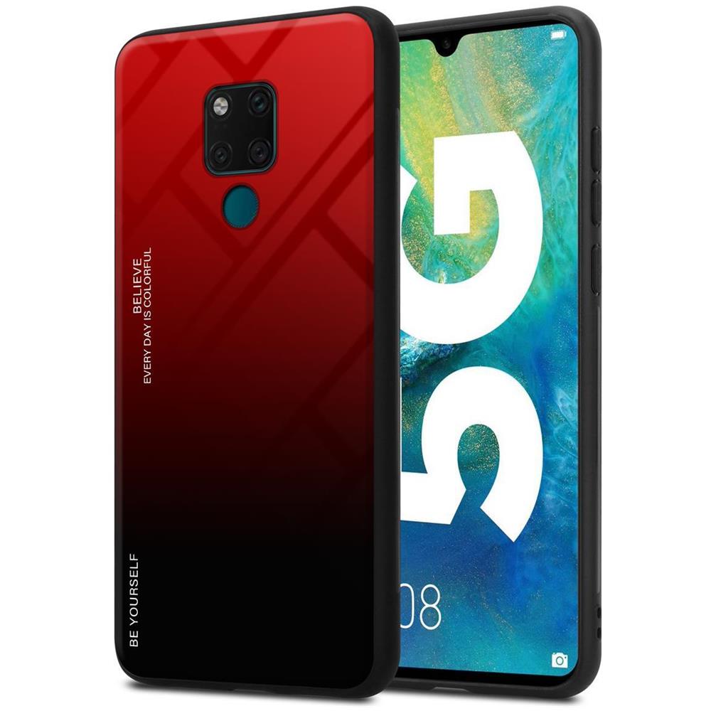 Custodia Compatibile Con Huawei Mate 20 In Rosso - Nero - Coperchio Protettivo Bicolore In Vetro Temperato E Silicone Tpu - Foto 1