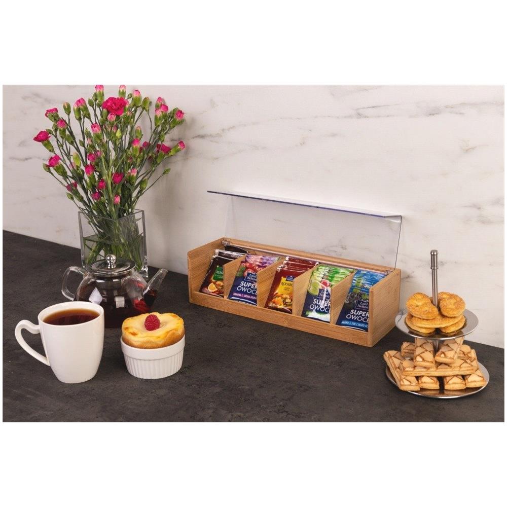 Casa Da Tè In Legno, Scatola Da Tè, 5 Scomparti, Bambù - Foto 2