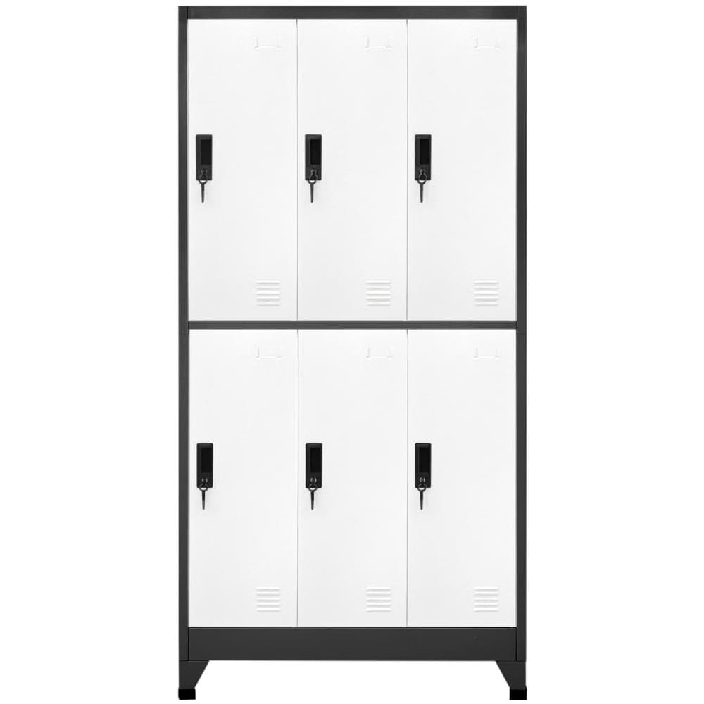 Armadietto con Serratura Antracite e Bianco 90x45x180cm Acciaio - Foto 2