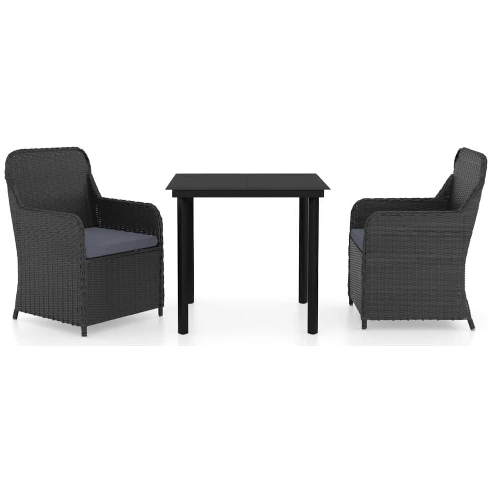 Set Da Pranzo Per Giardino 3 Pz Con Cuscini Nero - Foto 2