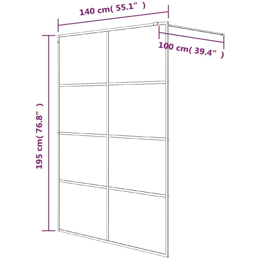Parete Doccia Walk In Nera 140x195cm Vetro Semi Smerigliato Esg - Foto 2