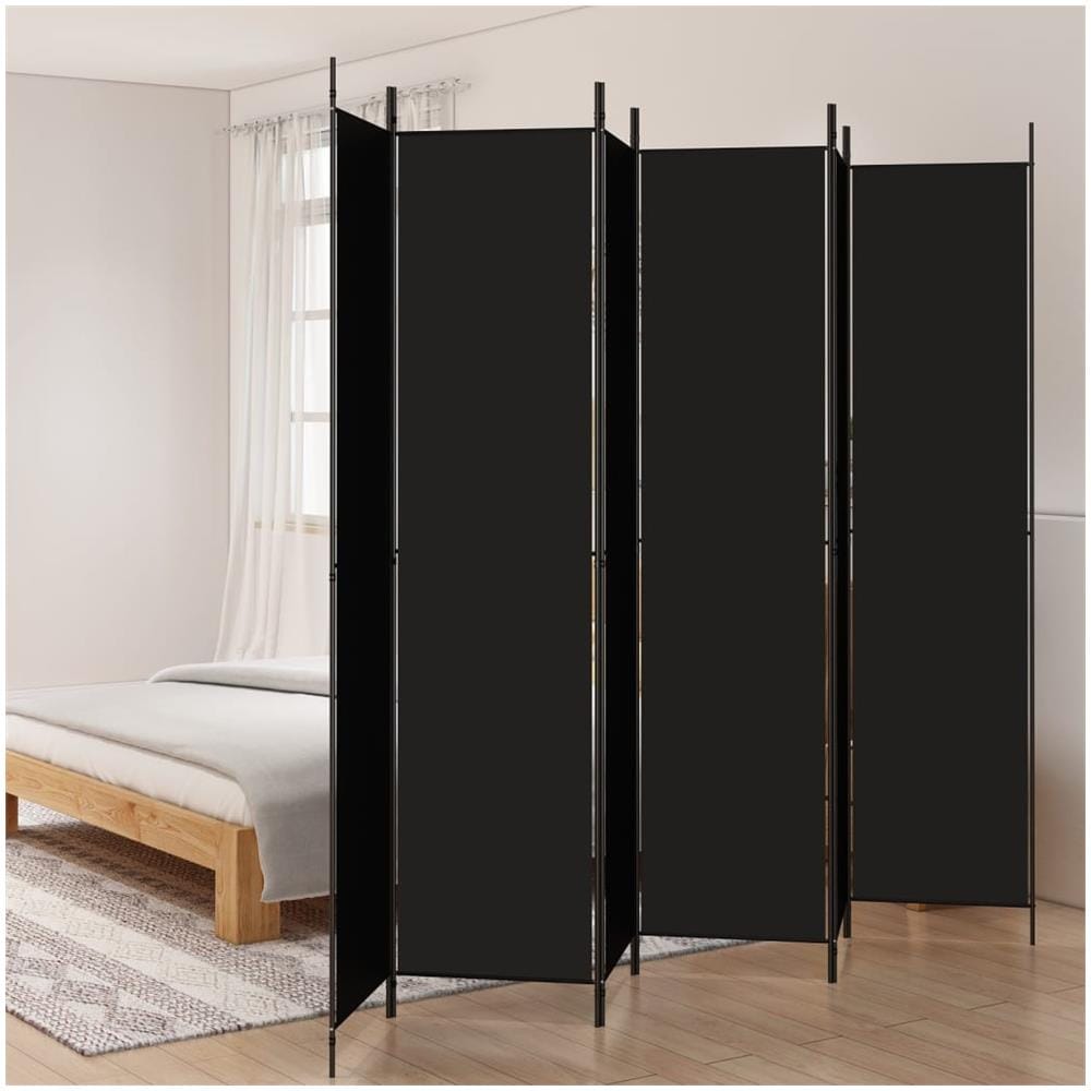 Divisorio A 6 Pannelli Nero 300x220 Cm In Tessuto - Foto 1