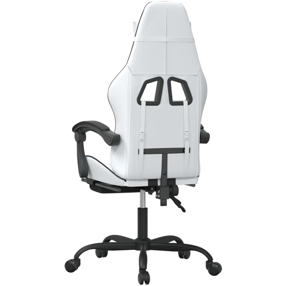 Sedia da Gaming Girevole Poggiapiedi Bianco e Nero Similpelle - Foto 2