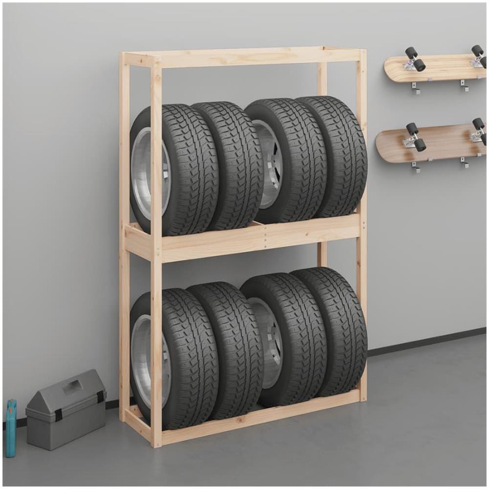 Portapneumatici 120x40x180 Cm In Legno Massello Di Pino - Foto 1