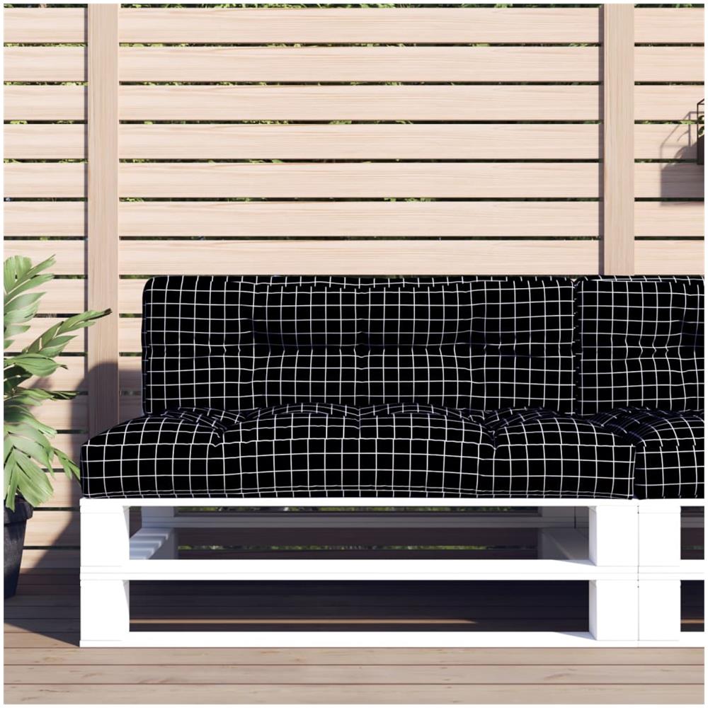 Cuscino Divano Pallet Motivo A Quadri Nero 120x40x12 Cm Tessuto - Foto 1