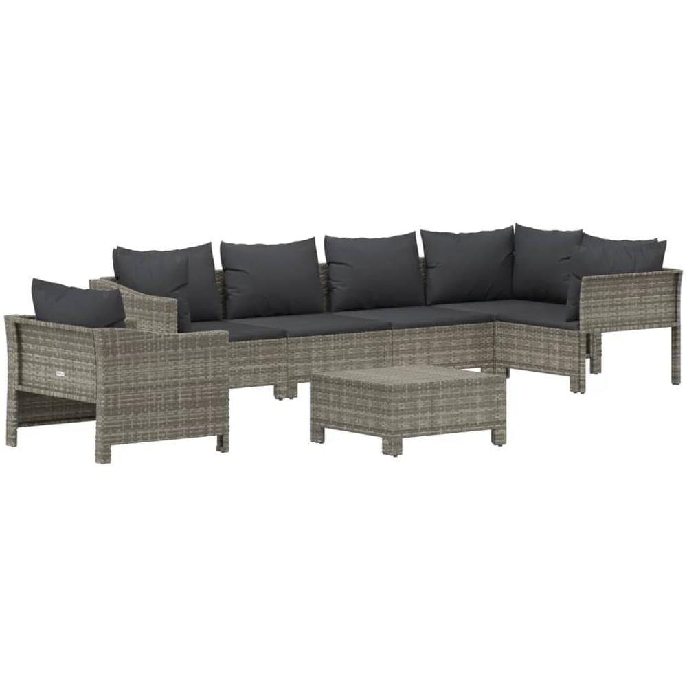 Set Divani da Giardino 7 pz con Cuscini in Polyrattan Grigio - Foto 3