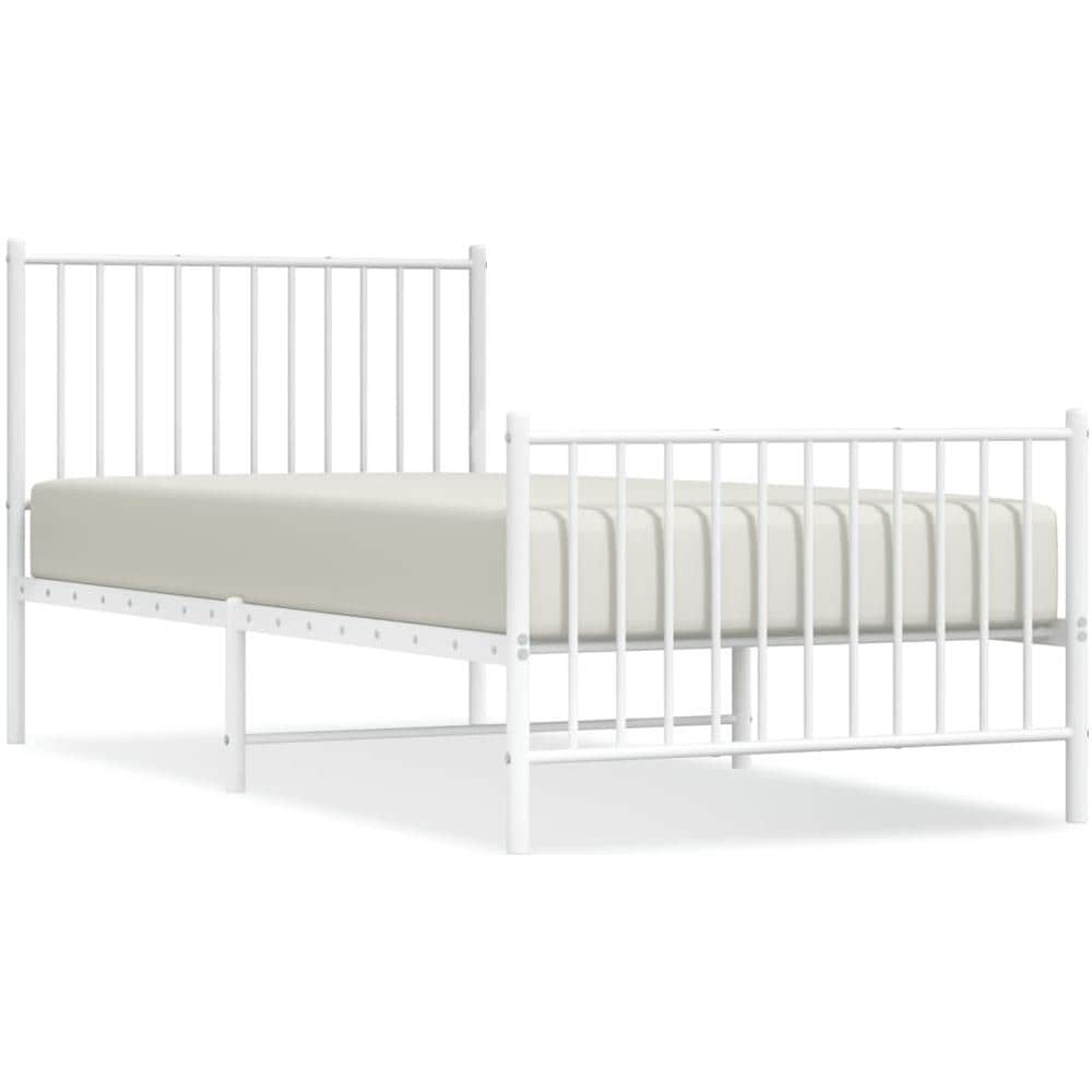 Giroletto Con Testiera E Pediera Metallo Bianco 90x200 Cm - Foto 1