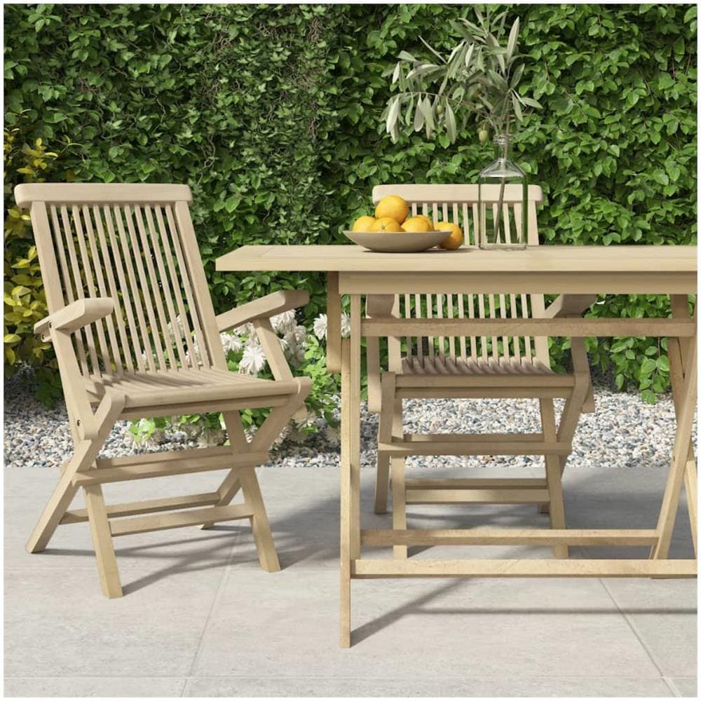 Sedie Giardino Pieghevoli 2pz Grigie 56x61x89 Cm Massello Teak - Foto 1
