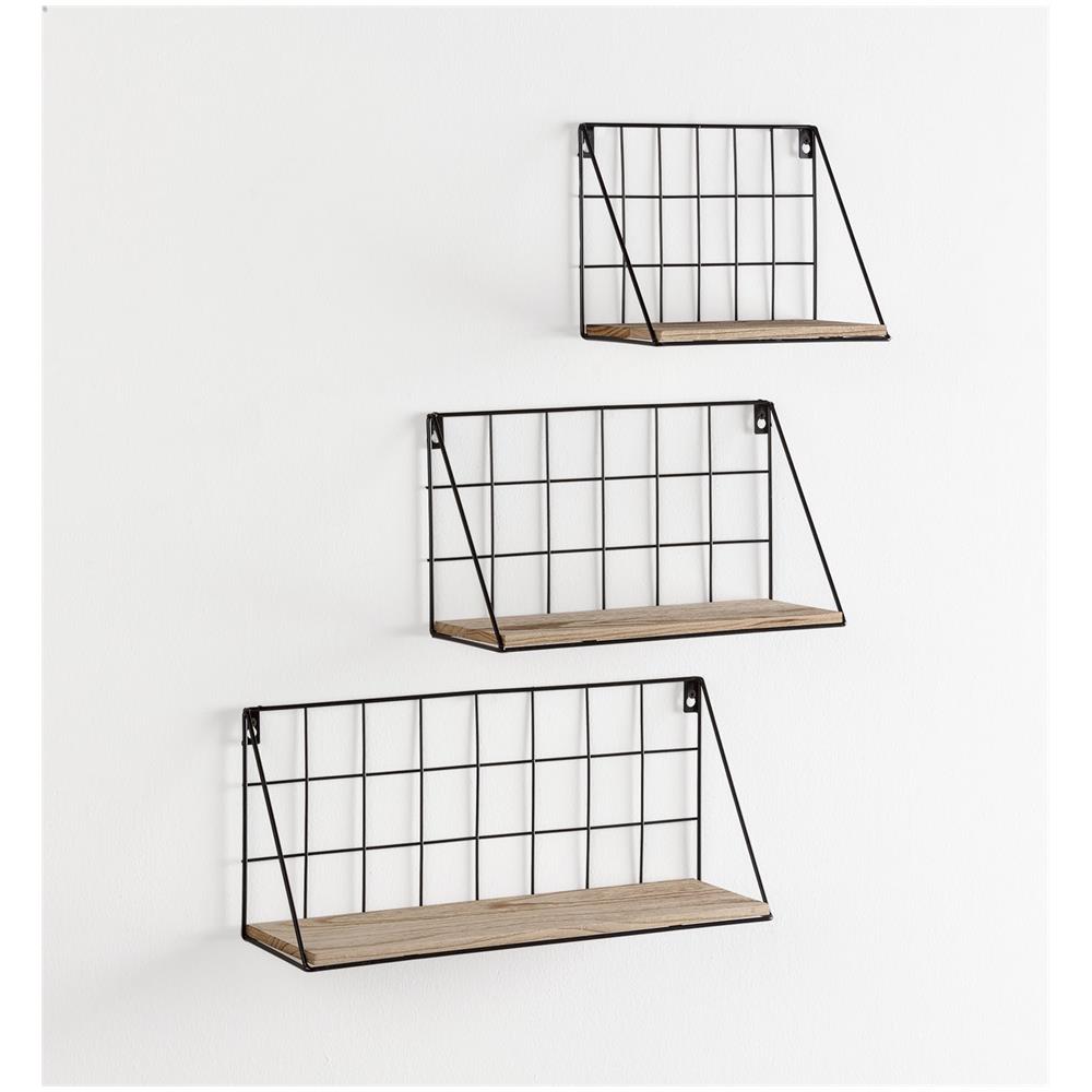 Set Di 3 Mensole Da Muro Amede In Metallo Nero - Foto 1