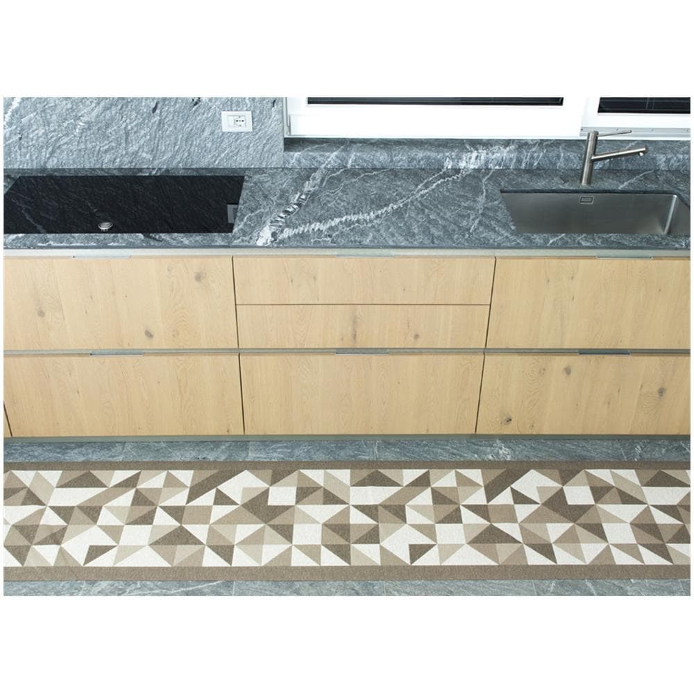 Tappeto Passatoia Cucina Antiscivolo In Tessuto Jacquard Disegno Origami Tortora 57x115 Tortora - Foto 2