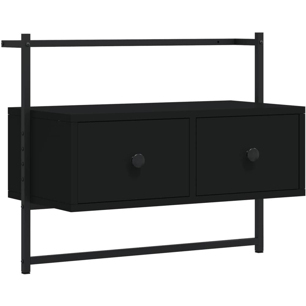 Mobile Tv A Muro Nero 60,5x30x51 Cm In Legno Multistrato - Foto 2