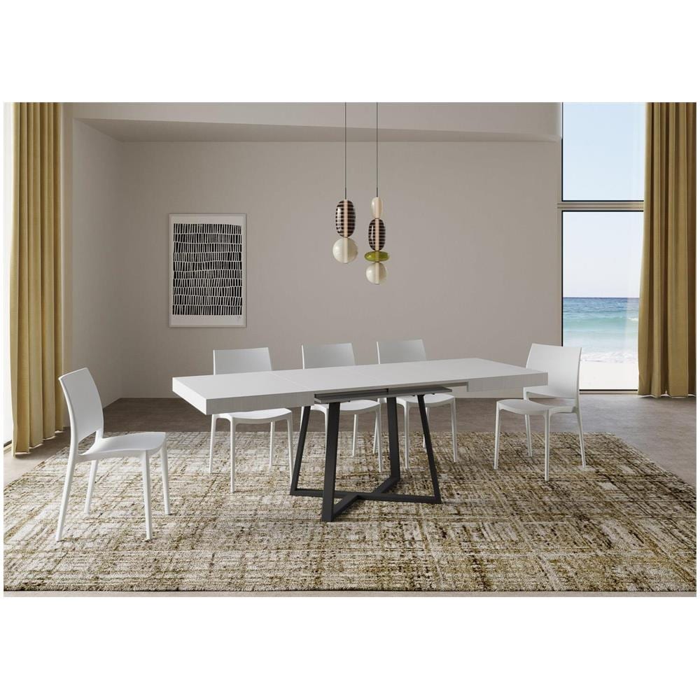 Tavolo allungabile 90x120/380cm Zeplir bianco frassino gambe antracite - Foto 3