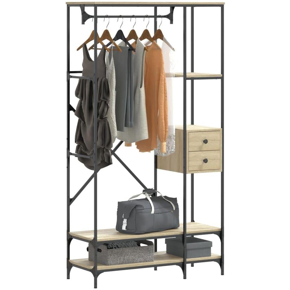 Appendiabiti con Scaffali Rovere Sonoma in Legno Multistrato - Foto 2