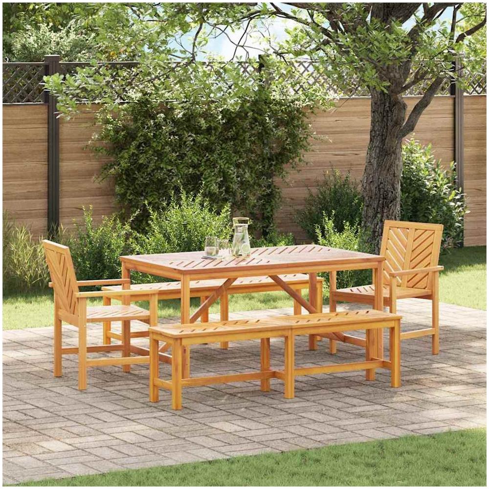 Set da Pranzo per Giardino 5 pcs Marrone 150 x 90 x 74 cm - Foto 1