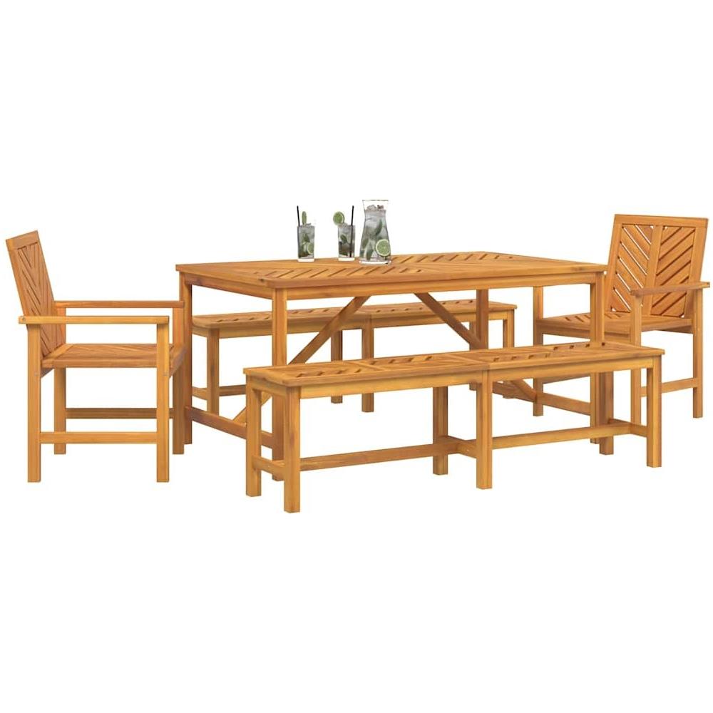 Set da Pranzo per Giardino 5 pcs Marrone 150 x 90 x 74 cm - Foto 9
