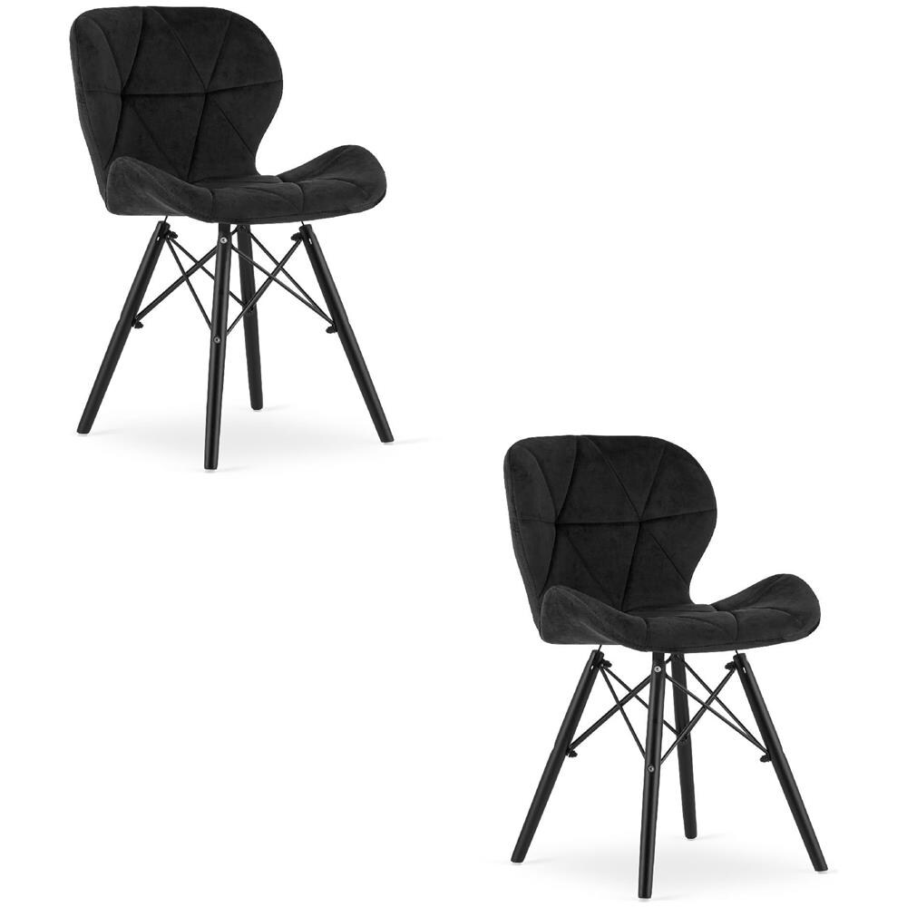 Sedia in velluto WAKO dal design moderno, nera x2 - Foto 1