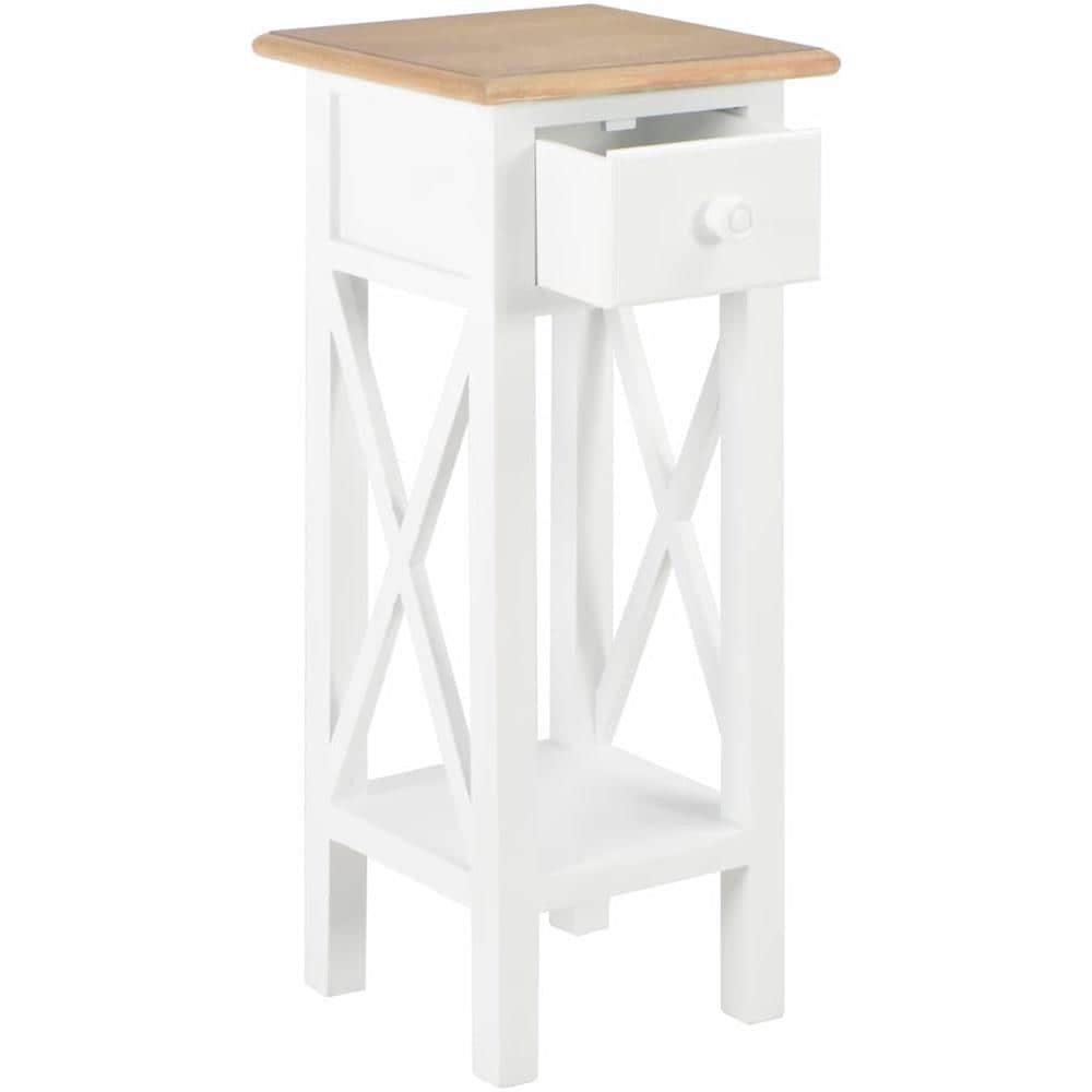 Tavolino Laterale Bianco 27x27x65,5 Cm In Legno - Foto 2