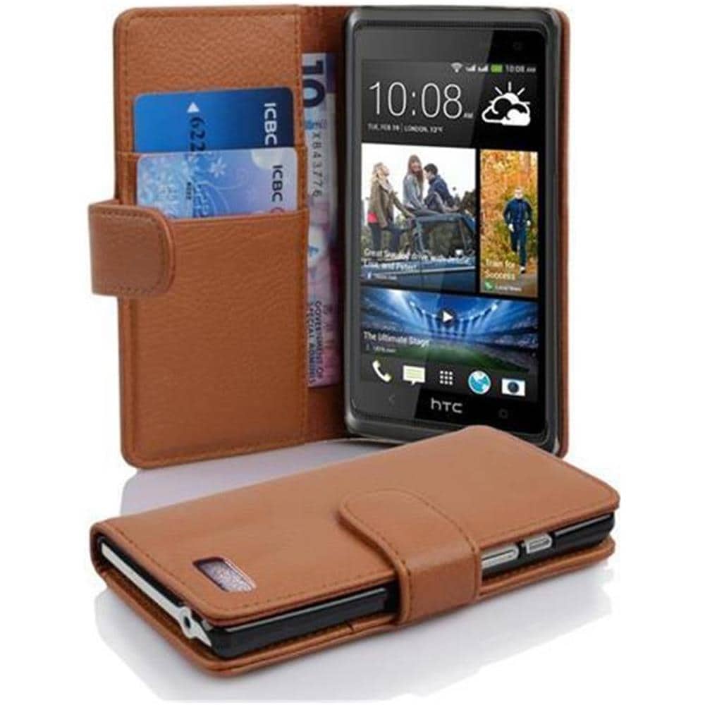 Custodia Compatibile Con Htc Desire 600 In Marrone Cioccolata - Coperchio Protettivo In Ecopelle Testurizzata E Tasca Per Carte Di Credito - Foto 1