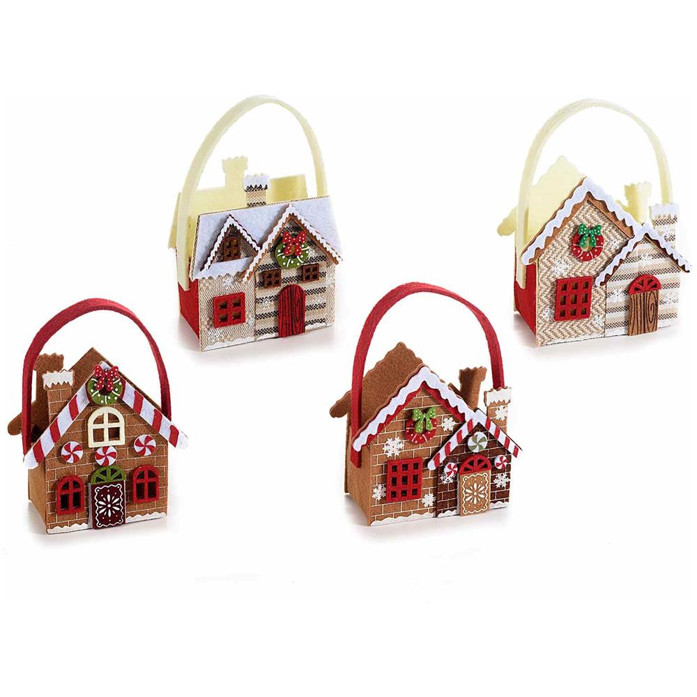 Borsette Natalizie In Feltro A Forma Di Casetta Decorazioni Per Il Natale Idea Regalo 8 Pezzi - Foto 1
