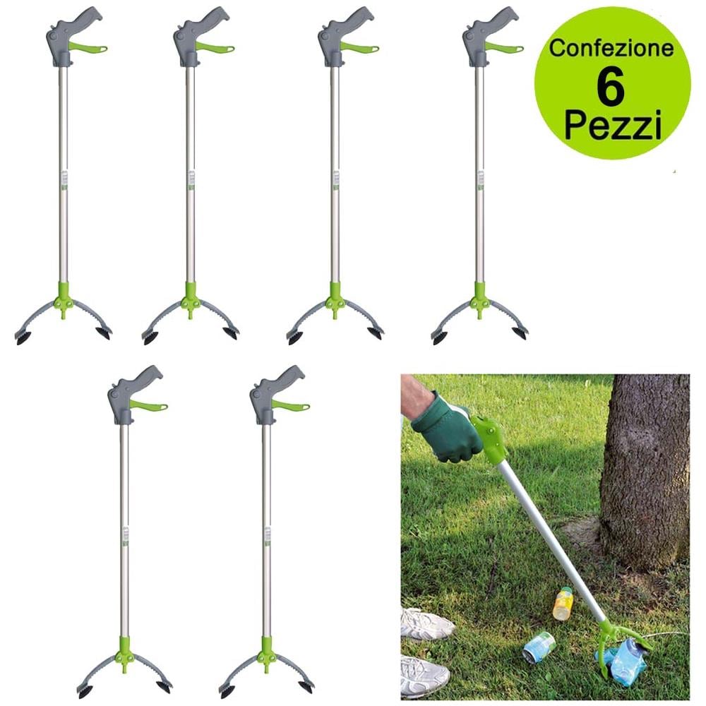 Multipack Da 6 Pz Pinza Raccoglitutto Rifiuti Oggetti Siringhe Pulizia Strada Con Ventose Lunghezza Totale Cm 87 - Foto 1