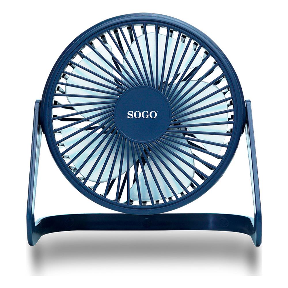Ventilatore Da Tavolo Silenzioso Usb 2w Portatile 180º 5 Lame Cavo Usb 12cm Blu - Foto 1