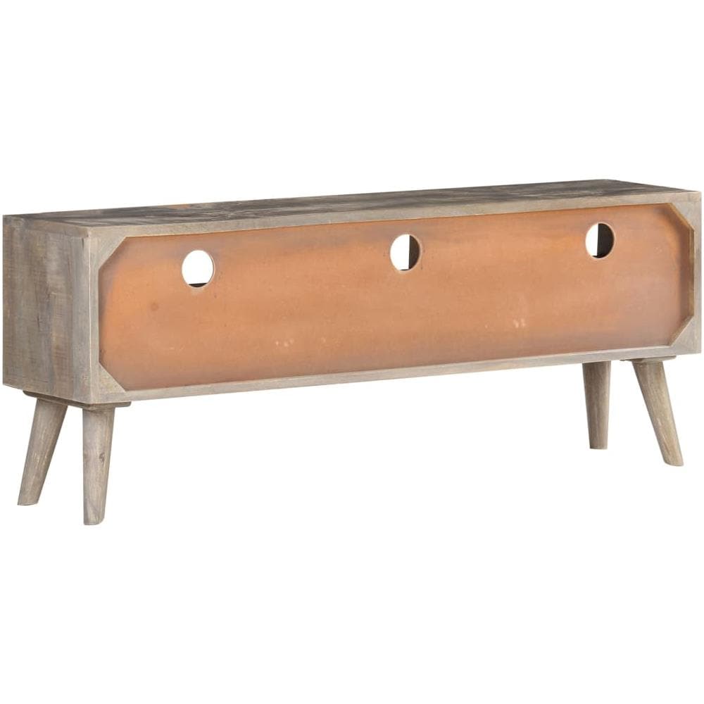 Mobile Porta TV Grigio 130x35x51 cm in Massello di Mango Grezzo - Foto 10