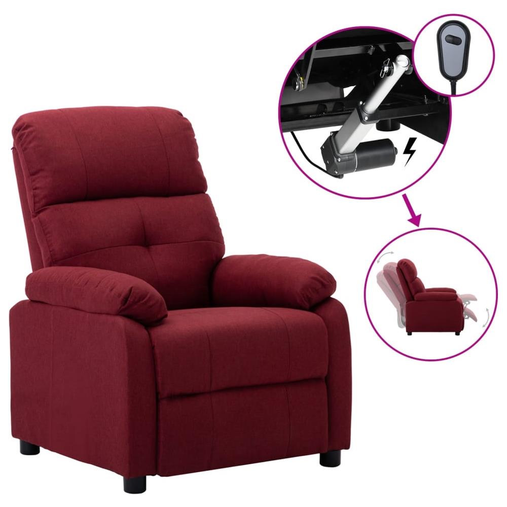 Poltrona Elettrica Reclinabile Rosso Vino in Tessuto - Foto 1