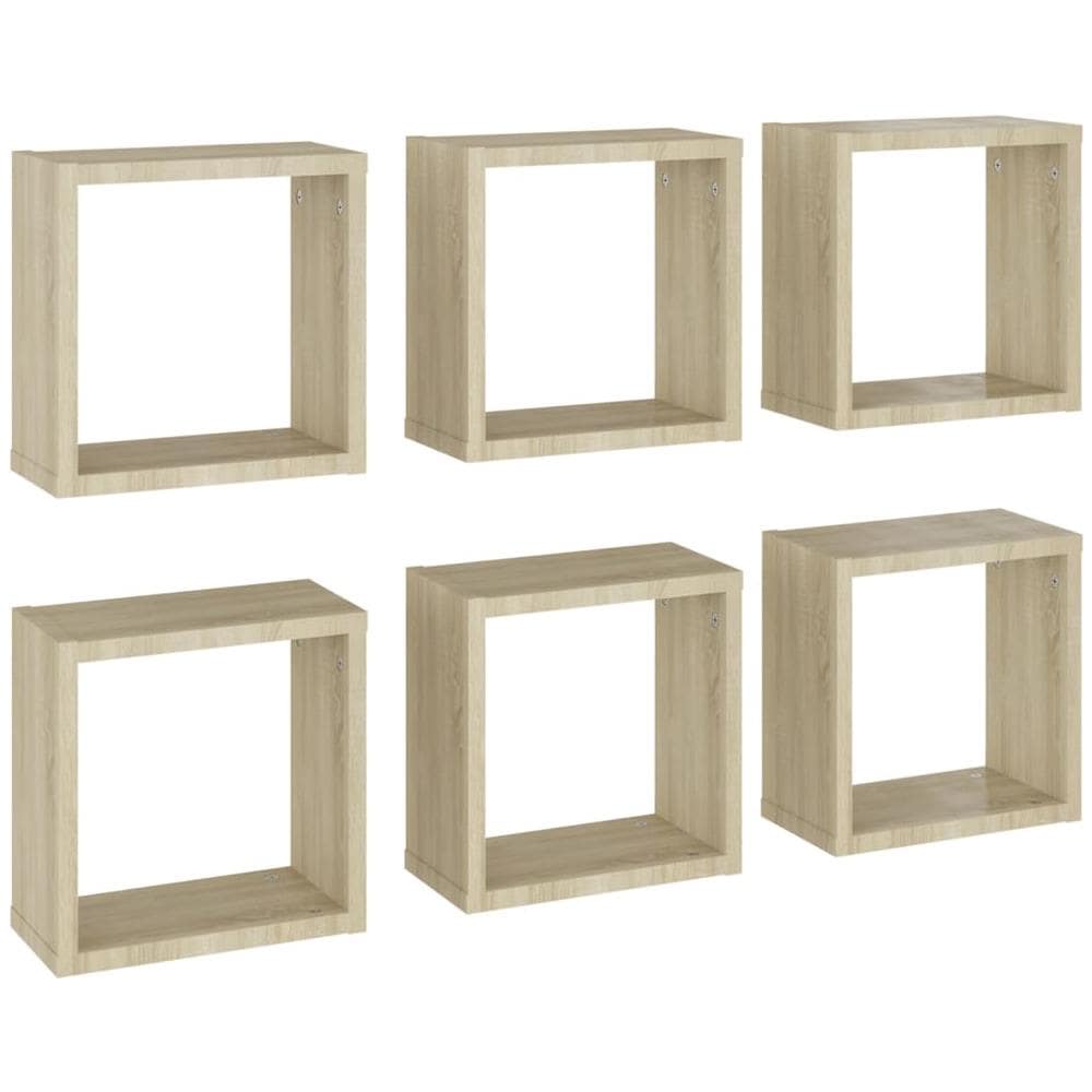 Mensole Parete A Cubo 6 Pz Rovere Sonoma 30x15x30 Cm - Foto 2