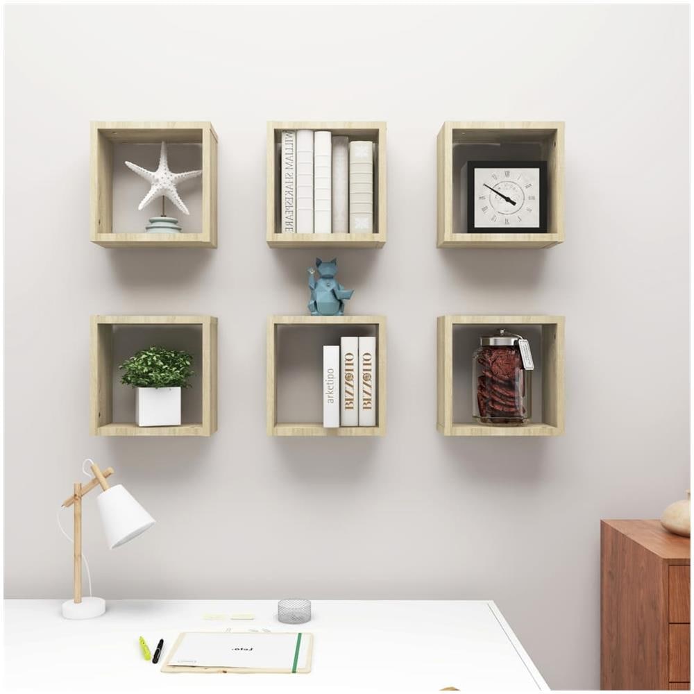 Mensole Parete A Cubo 6 Pz Rovere Sonoma 30x15x30 Cm - Foto 3