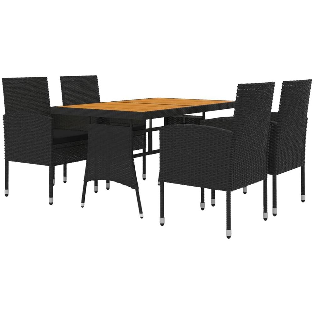 Set Da Pranzo Per Esterni 5 Pz In Polyrattan Nero - Foto 2
