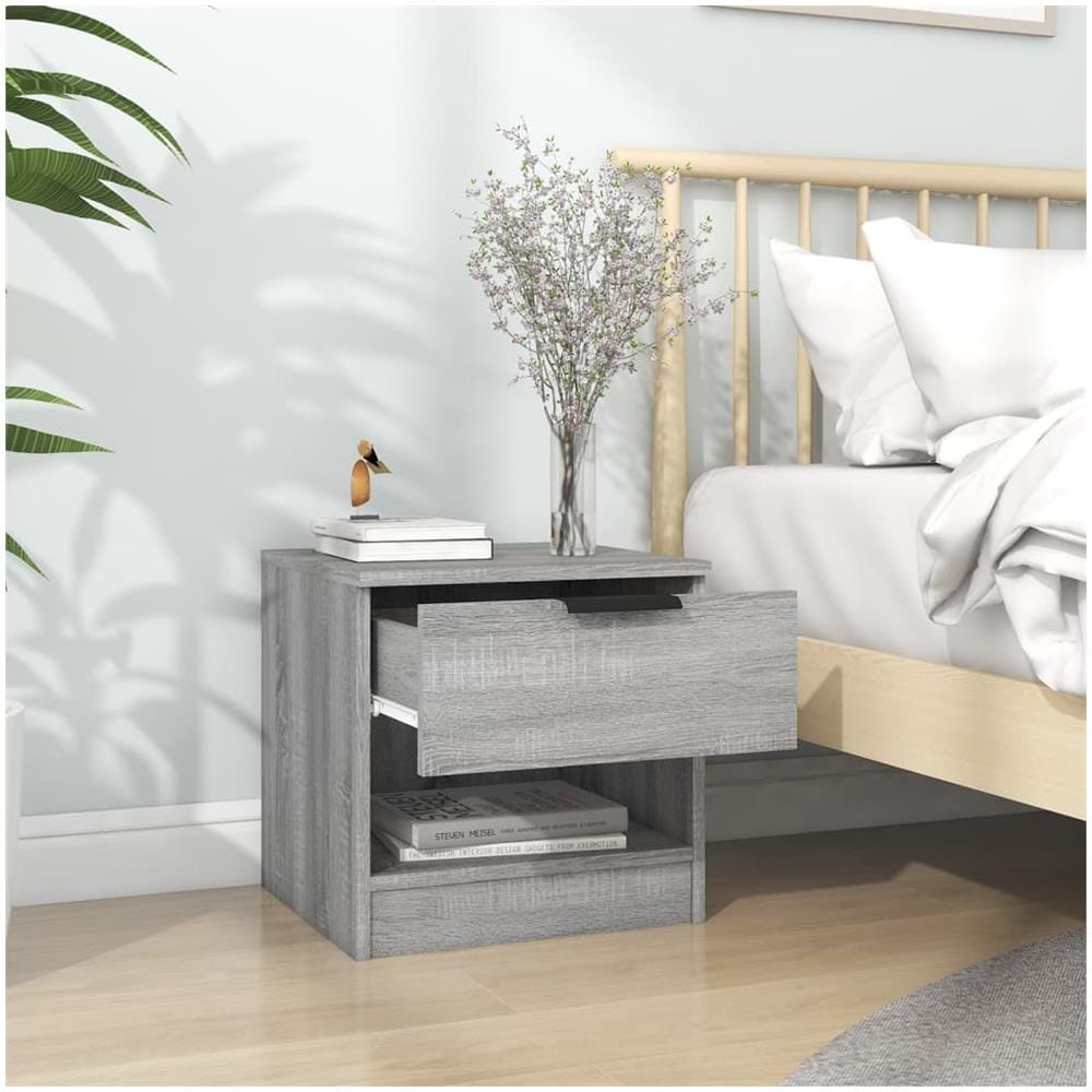 Comodini 2pz Grigio Sonoma In Legno Multistrato - Foto 2