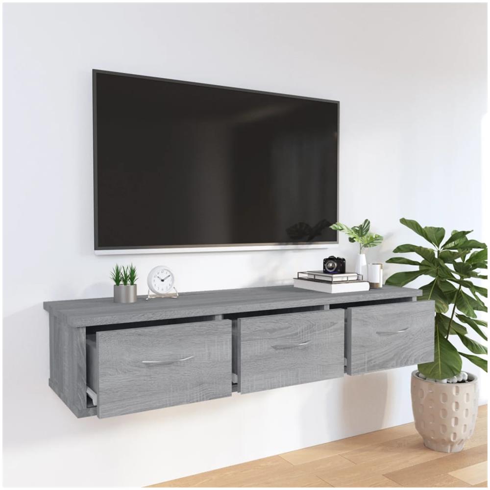 Mobile A Muro Grigio Sonoma 88x26x18,5 Cm In Legno Multistrato - Foto 4
