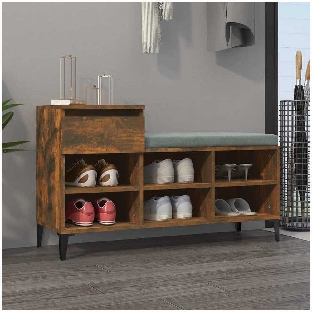 Scarpiera Rovere Fumo 102x36x60 Cm In Legno Multistrato - Foto 1