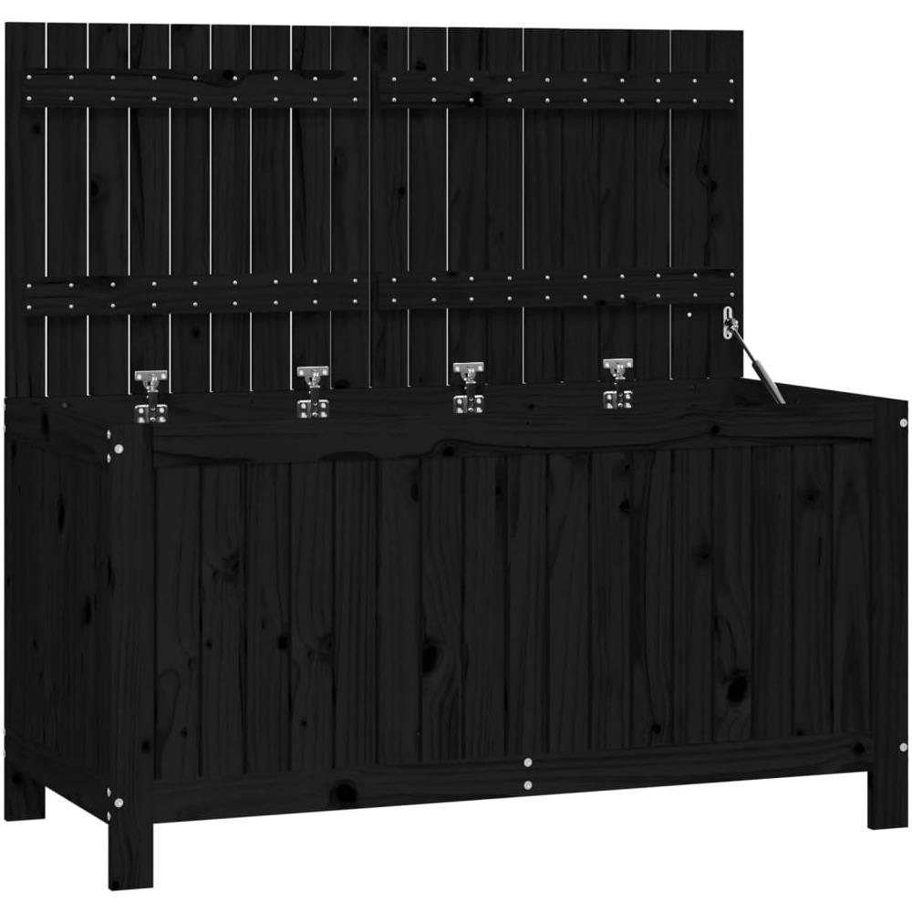Contenitore Da Giardino Nero 121x55x64cm Legno Massello Di Pino - Foto 1