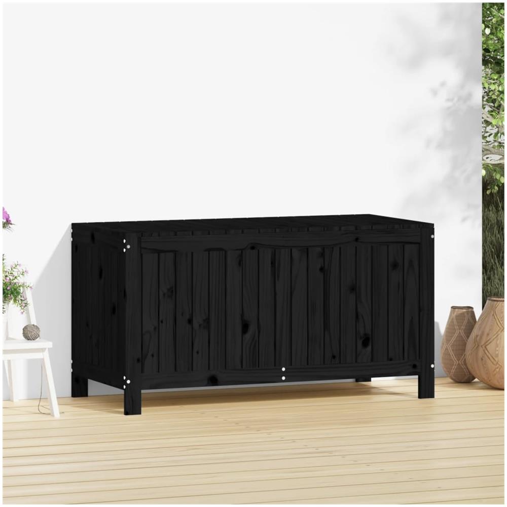 Contenitore Da Giardino Nero 121x55x64cm Legno Massello Di Pino - Foto 2