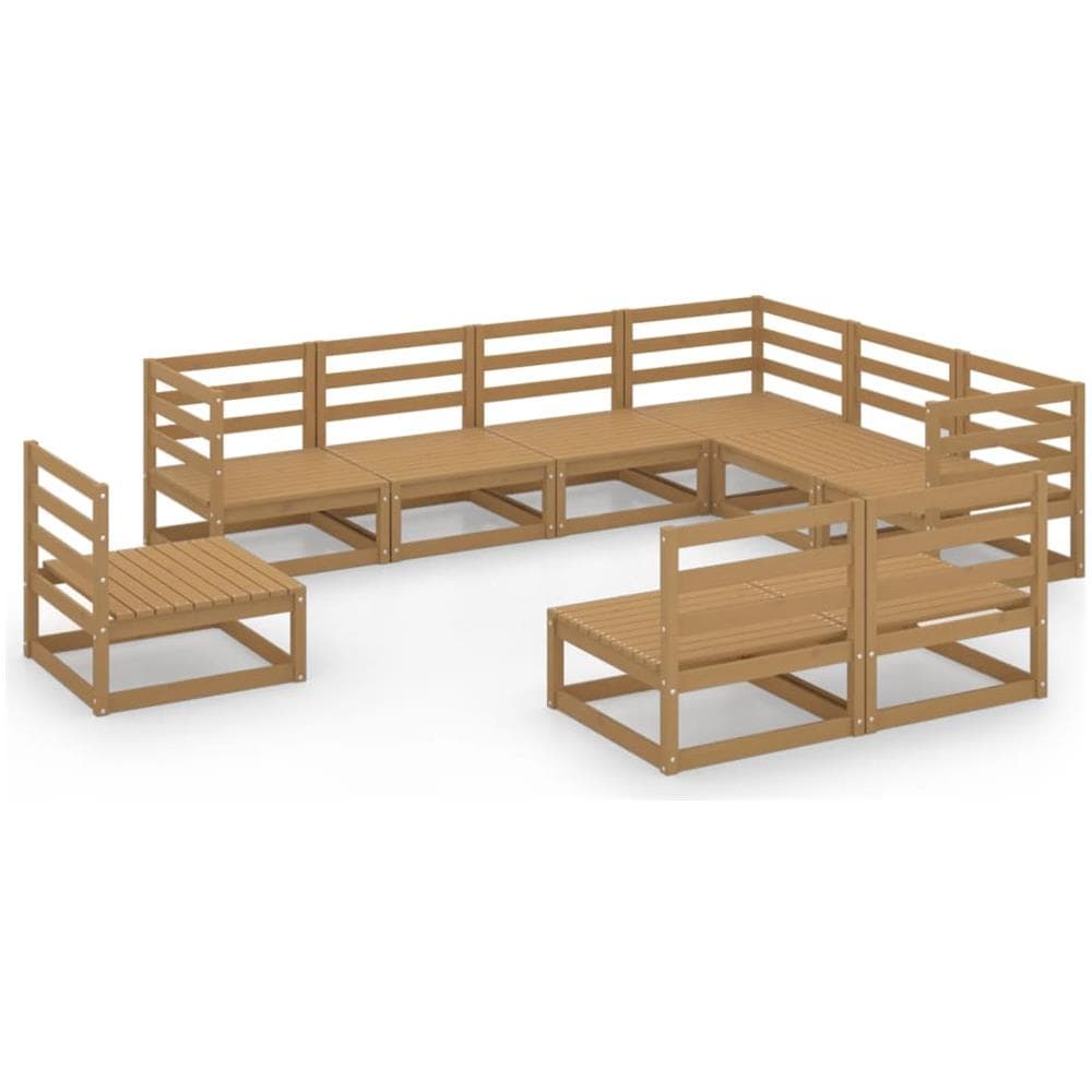 Set Divani Da Giardino 9 Pz Marrone Miele In Massello Di Pino - Foto 2