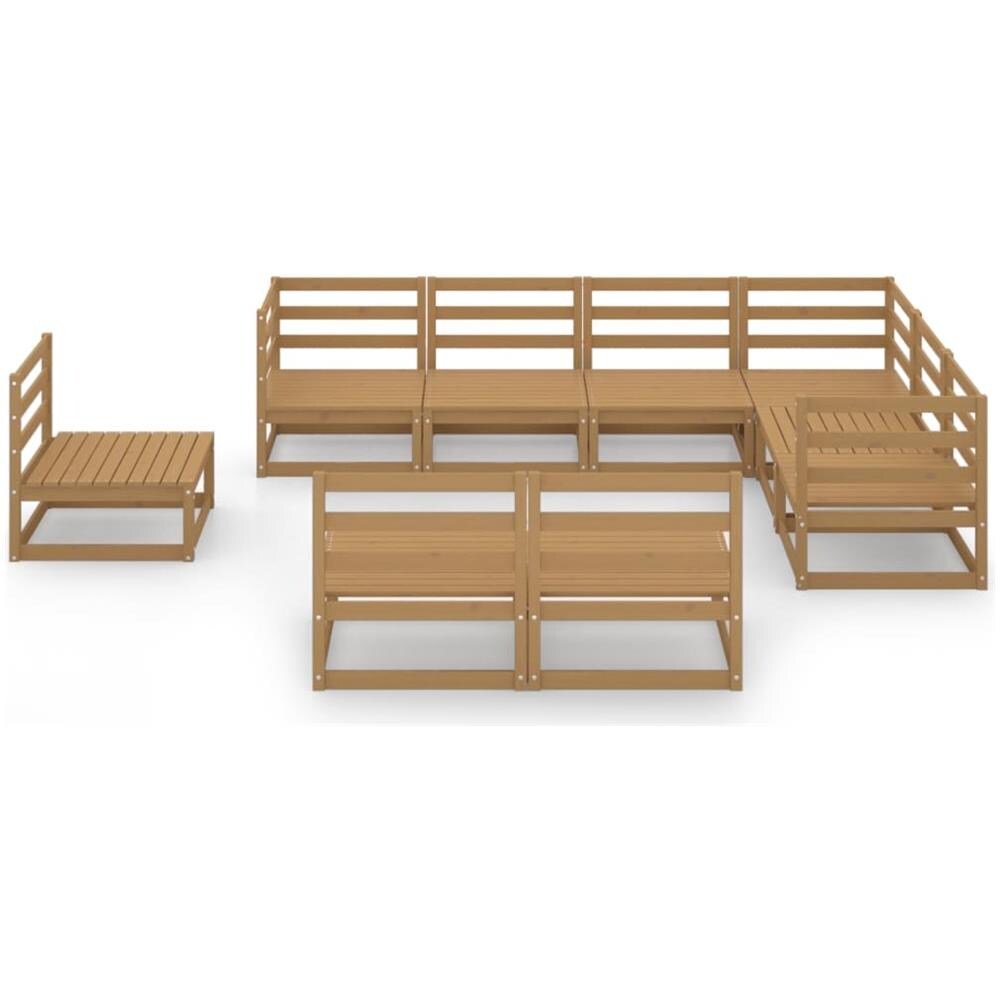 Set Divani Da Giardino 9 Pz Marrone Miele In Massello Di Pino - Foto 3