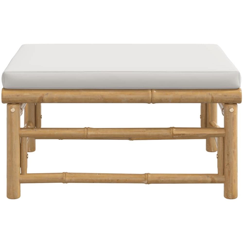 Poggiapiedi Da Giardino Con Cuscino Grigio Chiaro In Bambù - Foto 1