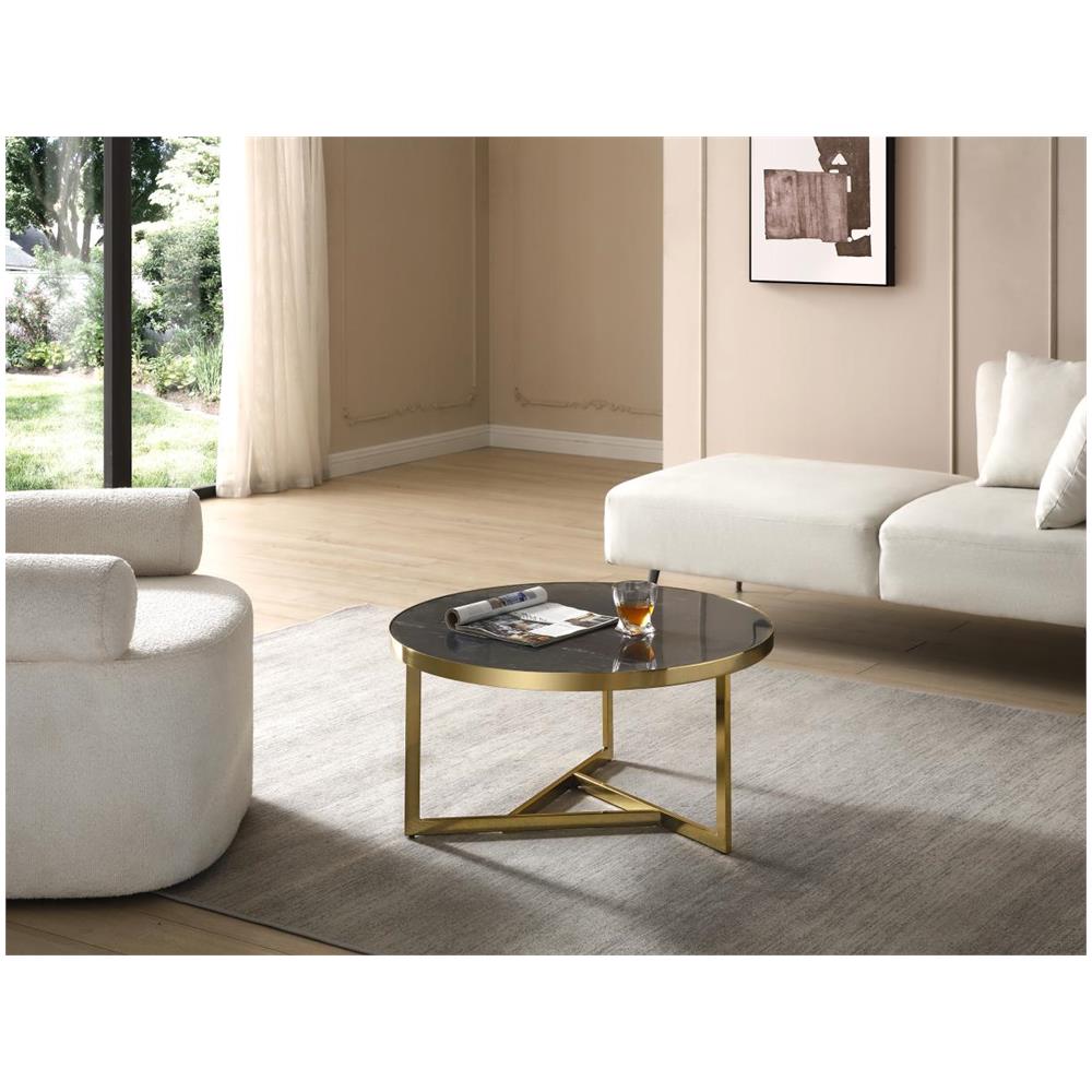 Roburta VENTE-UNIQUE - Tavolino In Marmo E Metallo Nero E Dorato - Roburta - ePRICE
