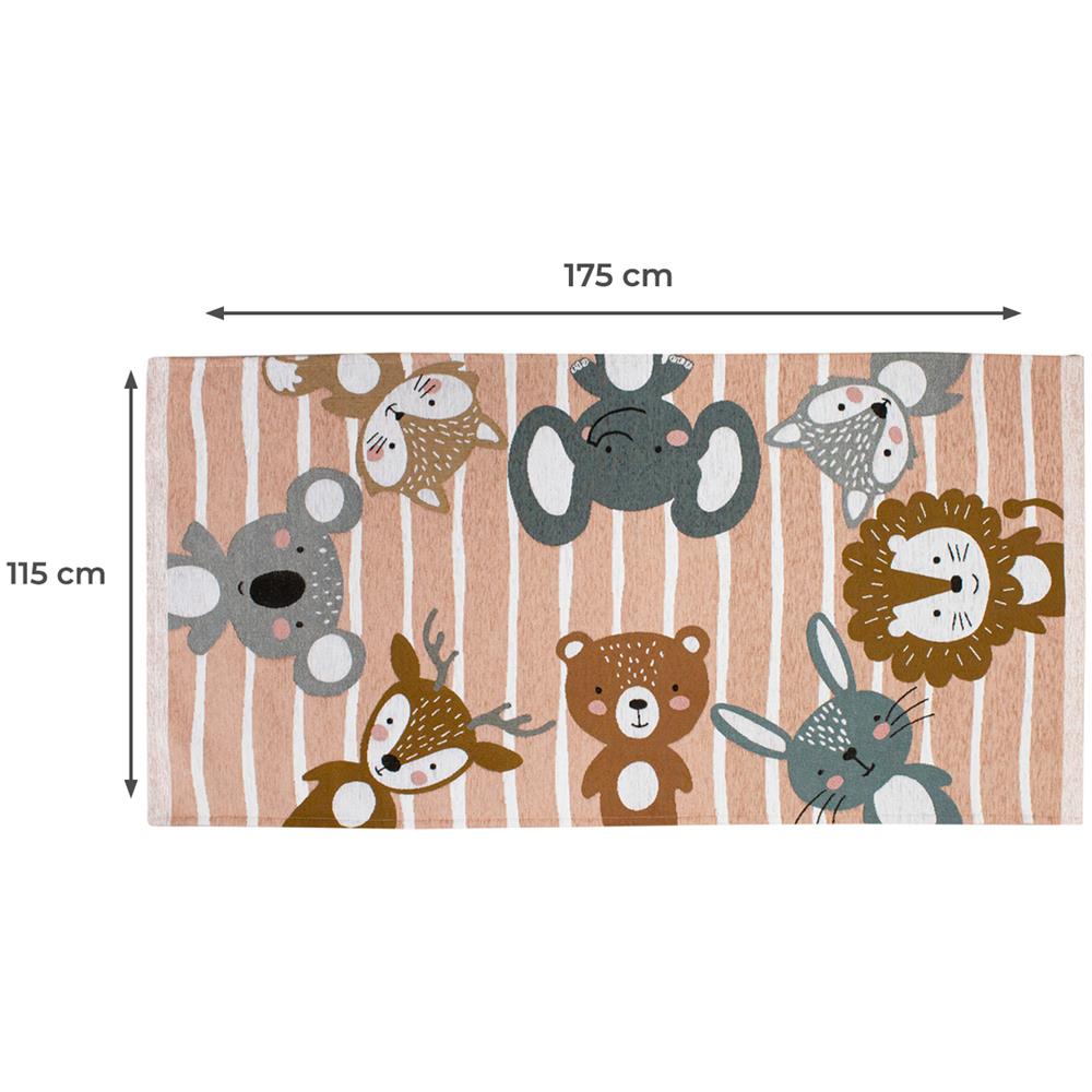 Tappeto Arredo E Gioco Antiscivolo Per Cameretta Bambini Disegno Animalii 115x175 Rosa Antico - Foto 4