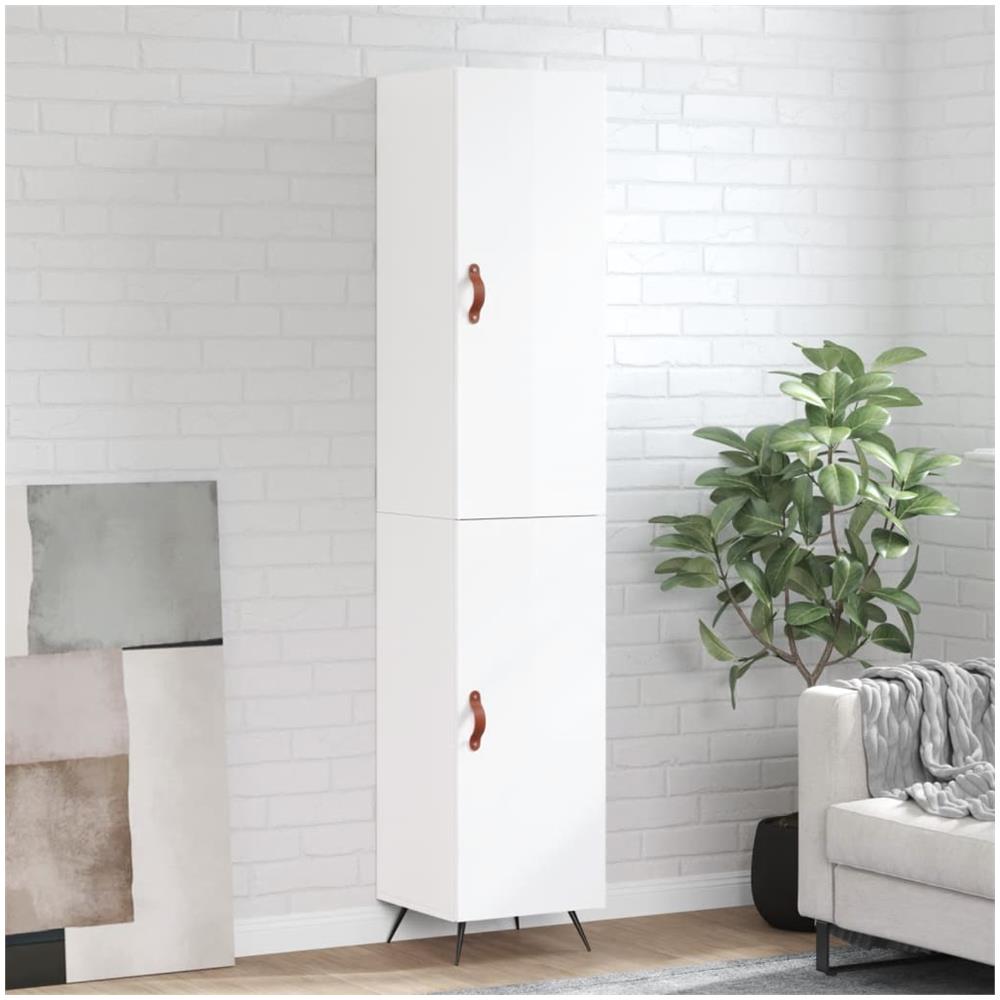 Credenza 34,5x34x180 Cm In Legno Multistrato Bianco Lucido - Foto 1