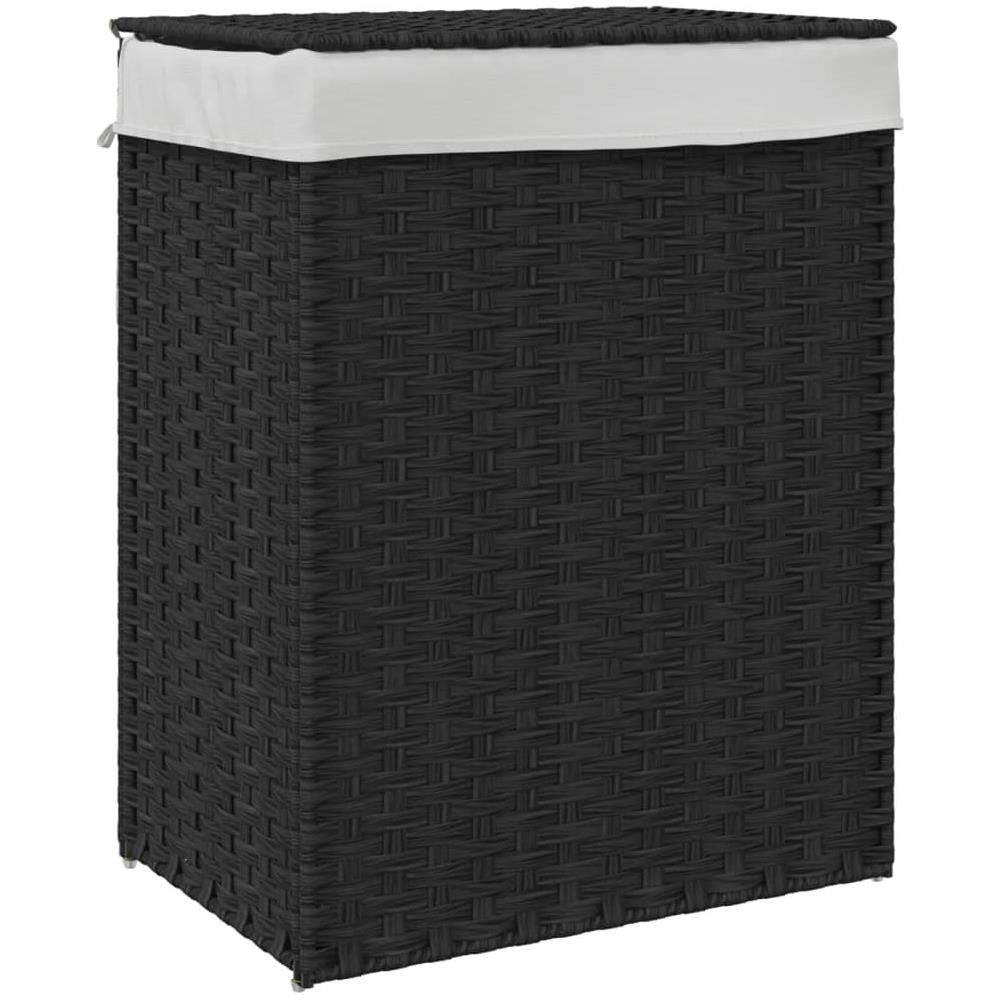 Cesto Portabiancheria Con Coperchio Nero 46x33x60 Cm Polyrattan - Foto 2