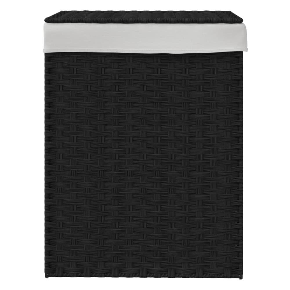 Cesto Portabiancheria Con Coperchio Nero 46x33x60 Cm Polyrattan - Foto 3