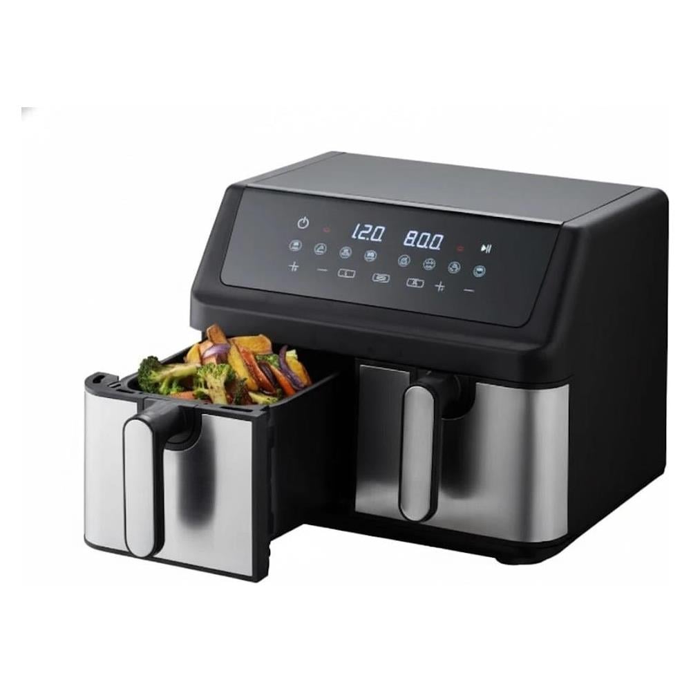 Friggitrice ad Aria Doppio Cestello 10 Litri 2000 W Nero /Inox AIR-FRYER1000 - Foto 1