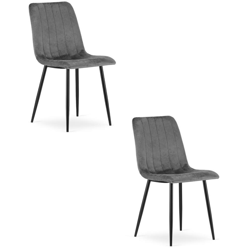 Sedia JEWA in velluto grigio scuro, design ergonomico x2 - Foto 1