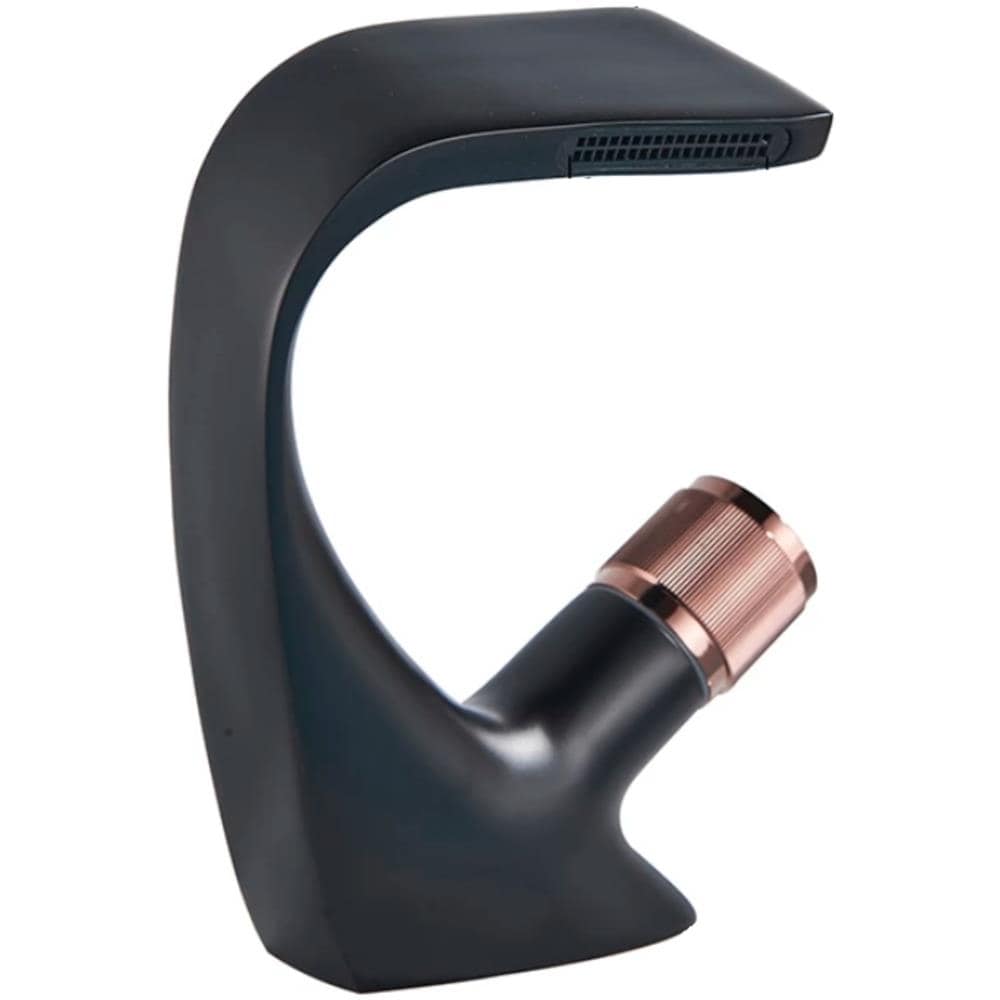 Rubinetto per lavabo da bagno, Blackswan, modello Waterfall M47, modello nero /oro rosa, misura 19 cm - Foto 1