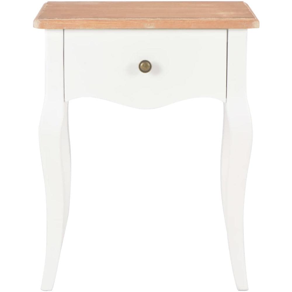 Comodino Bianco E Marrone 40x30x50 Cm In Legno Massello Di Pino - Foto 2