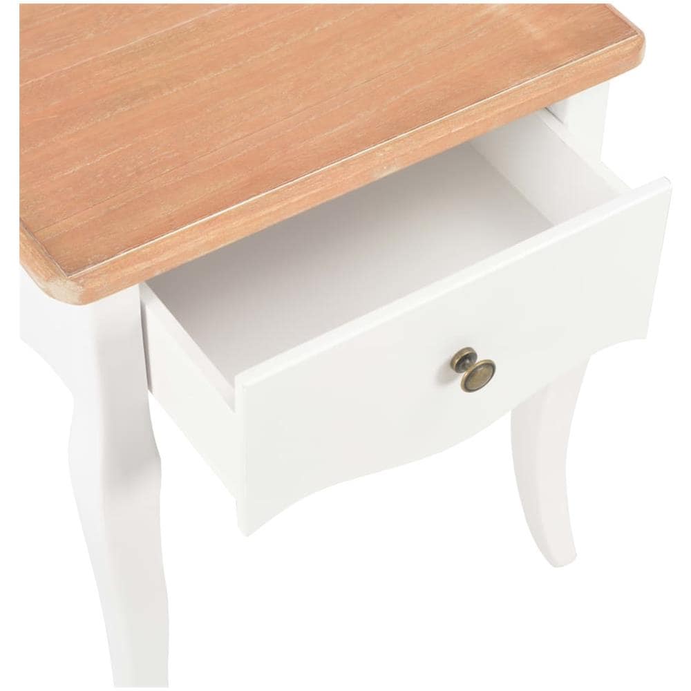 Comodino Bianco E Marrone 40x30x50 Cm In Legno Massello Di Pino - Foto 8