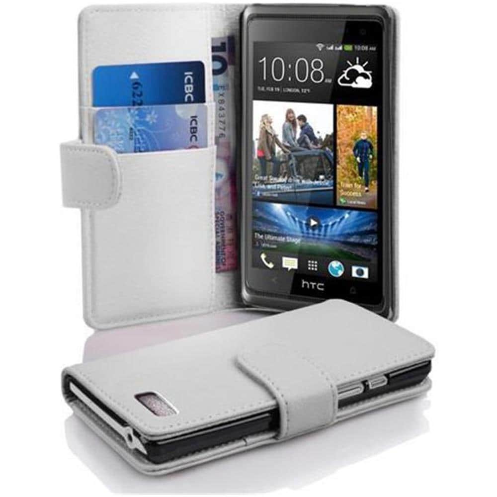 Custodia Compatibile Con Htc Desire 600 In Magnesio Bianco - Coperchio Protettivo In Ecopelle Testurizzata E Tasca Per Carte Di Credito - Foto 1